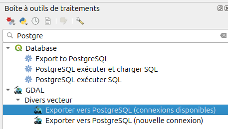 Exporter vers PostgreSQL